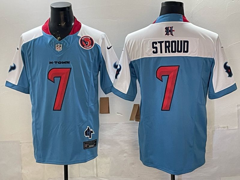 Men 2026 Houston Texans #7 Stroud Light Blue 3th generations Nike Limited NFL Jersey style 0055